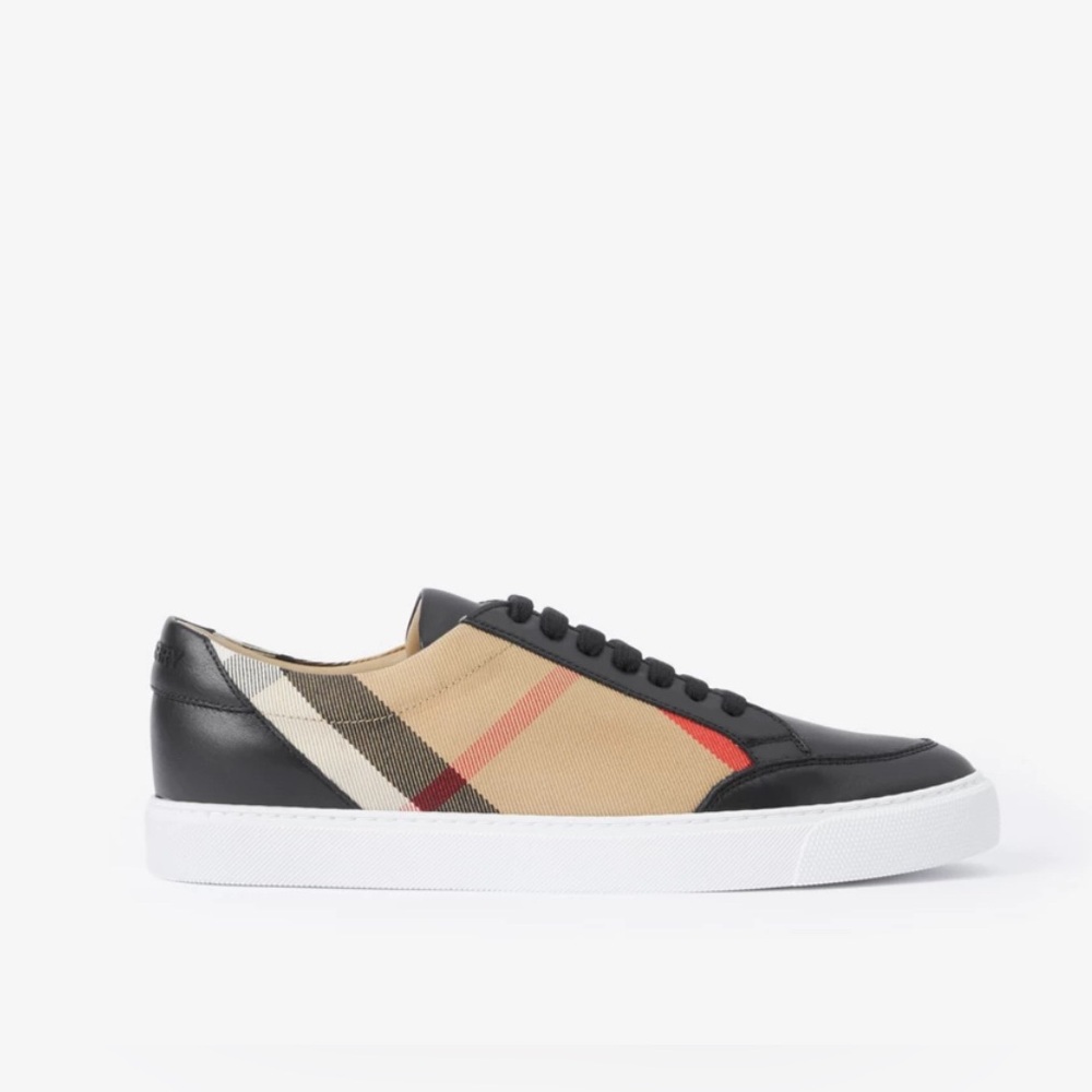 Black and Beige Sneakers with Red Stripe - Picture 8 of 8